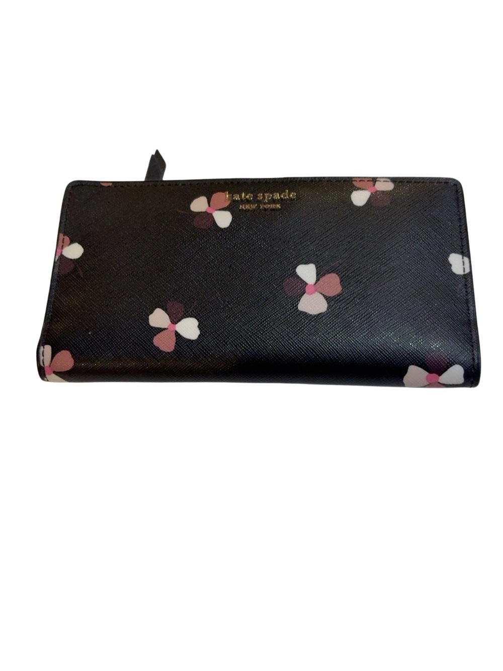 kate spade Black Wallet with Pink and White Floral Print